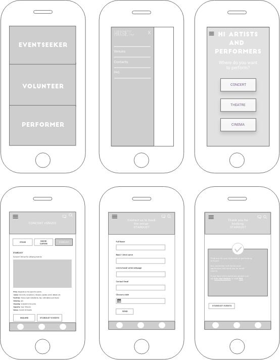 high fidelity prototype of the interface design for huset web app